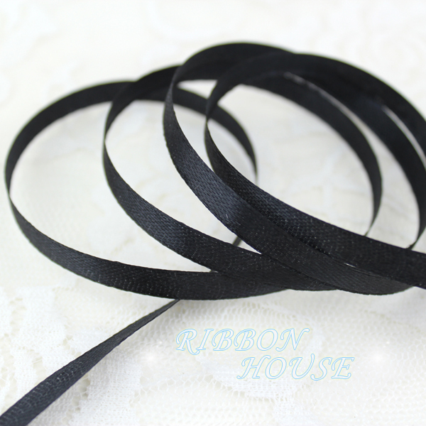 Ribbon Wired Satin - (25 ярдов/рулон) Черная атласная лента шириной